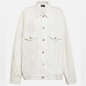 BNWT balenciaga unisex denim logo cotton denim jacket white size Large W/ Hanger